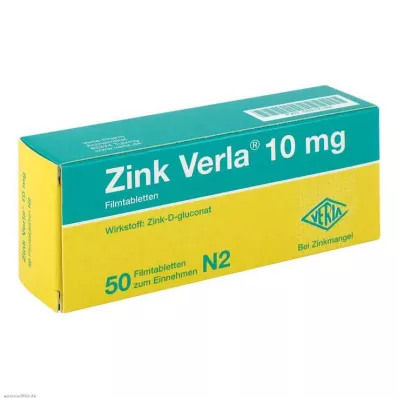Zinc Verla® 10 mg õhukese polümeerikattega tabletid, 50 tk