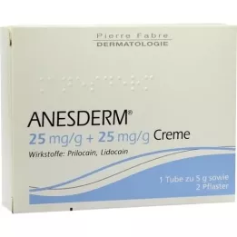 ANESDERM 25 mg/g + 25 mg/g kreemi + 2 plaastrit, 5 g