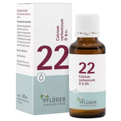 Biochemistry Pflueger 22 Calcium carbonicum D 6 tilka, 30 ml Biochemistry Pflueger 22 Calcium carbonicum D 6 tilka, 30 ml