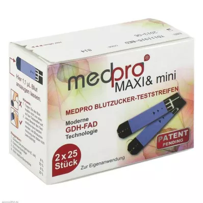 MEDPRO Maxi &amp; mini veresuhkru testribad, 2X25 tk