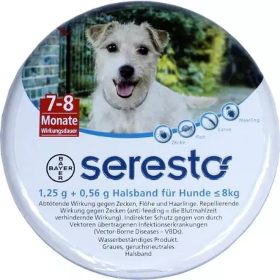 SERESTO 1,25g + 0,56g Kaelarihm kuni 8kg kaaluvatele koertele, 1 tk