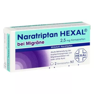NARATRIPTAN HEXAL migreeniks 2,5 mg õhukese polümeerikattega tabletid, 2 tk