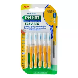GUM TRAV-LER 1,3mm kuusepuu kollane interdentaalne+6kapslit, 6 tk
