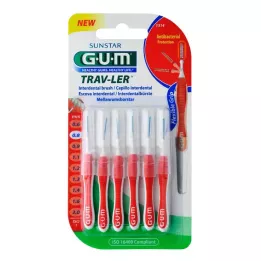 GUM TRAV-LER 0,8mm küünla punane interdentaalne+6korki, 6 tk