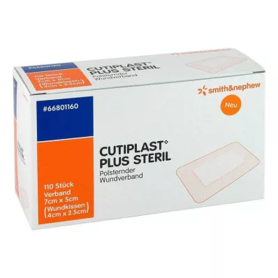 CUTIPLAST pluss steriilne 5x7 cm haavasidemed, 110 tk