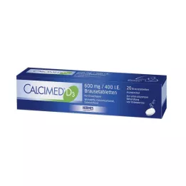 CALCIMED D3 600 mg/400 I.E. piserdavad tabletid, 20 tk