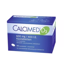 CALCIMED D3 600 mg/400 I.U. närimistabletid, 96 tk