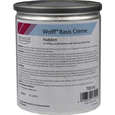 Wolff põhikreem poolrasvane, 700 ml