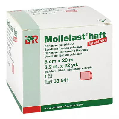 Mollelast liim lateksivaba 8cmx20m venitatud punane, 1 tk