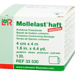 MOLLELAST kleepuvad lateksivabad sidemed 4 cmx4 m valge, 1 tk
