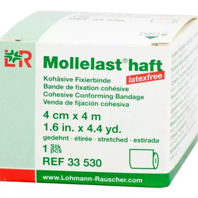 MOLLELAST kleepuvad lateksivabad sidemed 4 cmx4 m valge, 1 tk