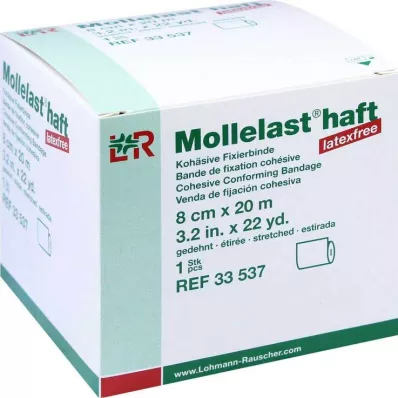 Mollelast liim lateksivaba 8cmx20m venitatud valge, 1 tk