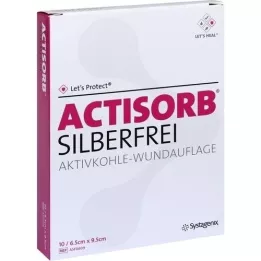 ACTISORB SILBERFREI 6,5x9,5 cm aktiivsüsi, 10 tk