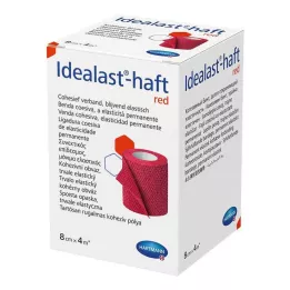 IDEALAST-kleepuv värviline side 8 cm x 4 m punane, 1 tk