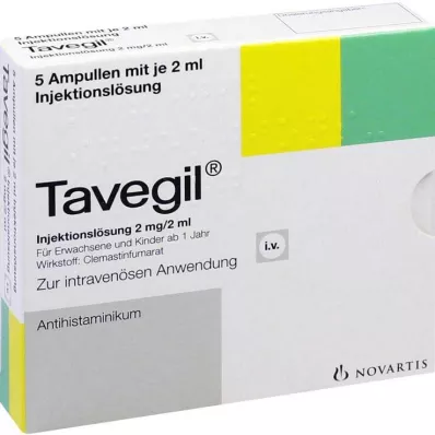 Tavegil süstelahus 2 mg / 2 ml ampullid, 5X2 ml