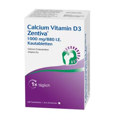 Calcium Vitamin D3 Zentiva 1000 mg / 880 RÜ närimistabletid, 100 tk