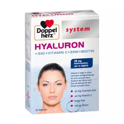 Doppelherz süsteem Hyaluron+Q10+vitamiin C+tsink+biotiin kapslid, 30 tk Doppelherz süsteem Hyaluron+Q10+vitamiin C+tsink+biotiin kapslid, 30 tk