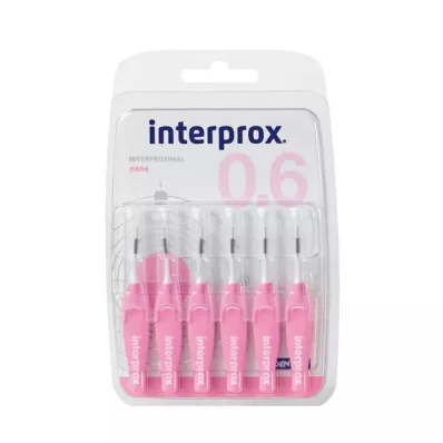 INTERPROX nano roosa interdentaalharja blister, 6 tk