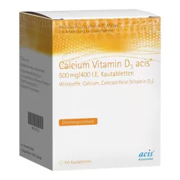 CALCIUM VITAMIN D3 acis 500 mg/400 I.E. närimistablett, 100 tk