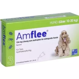AMFLEE 134 mg täpne lahus keskmise suurusega koertele 10-20 kg, 3 tk