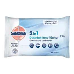 SAGROTAN 2in1 desinfitseerimispuhastuslapid, 15 tk