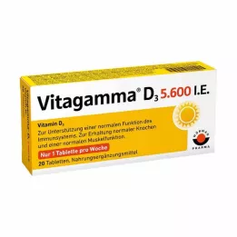 VITAGAMMA D3 5,600 I.U.Vitamin D3 NEM tabletid, 20 tk