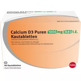 CALCIUM D3 Puren 1000 mg/880 I.U. närimistabletid, 90 tk