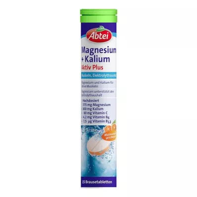 Abbey Magnesium + Potassium Active Plus kihisevad tabletid, 15 tk