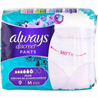 ALWAYS diskreetsed inkontinentsipüksid pluss M, 9 tk
