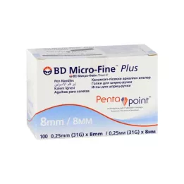 BD MICRO-FINE+ 8 pliiatsinõela 0,25x8 mm, 100 tk