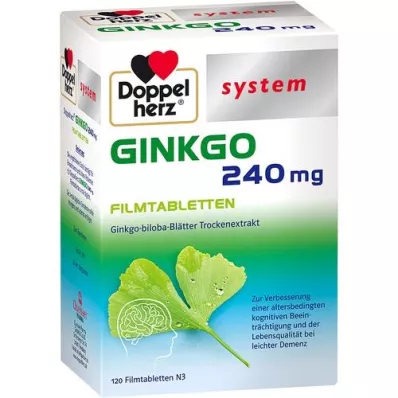 DOPPELHERZ Ginkgo 240 mg süsteemsed õhukese polümeerikattega tabletid, 120 tk