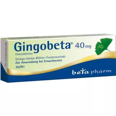 Gingobeta 40 mg õhukese polümeerikattega tabletid, 30 tk