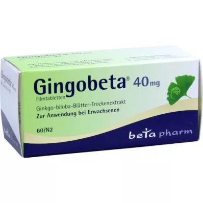 GINGOBETA 40 mg õhukese polümeerikattega tabletid, 60 tk