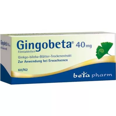 Gingobeta 40 mg õhukese polümeerikattega tabletid, 60 tk Gingobeta 40 mg õhukese polümeerikattega tabletid, 60 tk