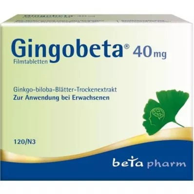 Gingobeta 40 mg õhukese polümeerikattega tabletid, 120 tk Gingobeta 40 mg õhukese polümeerikattega tabletid, 120 tk