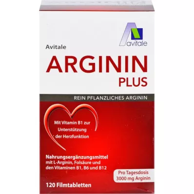 ARGININ PLUS Vitamiin B1+B6+B12+foolhape õhukese polümeerikattega tabletid, 120 tk