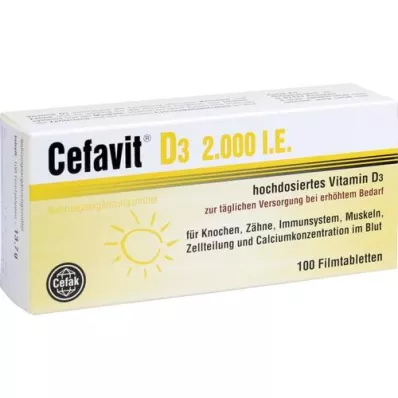 CEFAVIT D3 2000 I.U. õhukese polümeerikattega tabletid, 100 tk