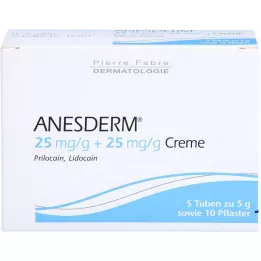 ANESDERM 25 mg/g + 25 mg/g kreemi + 10 plaastrit, 5X5 g