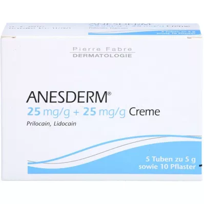 ANESDERM 25 mg/g + 25 mg/g kreemi + 10 plaastrit, 5X5 g