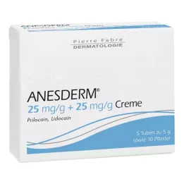 ANESDERM 25 mg/g + 25 mg/g kreemi + 10 plaastrit, 5X5 g