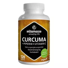 CURCUMA+PIPERIN+Vitamiin C vegan kapslid, 120 tk