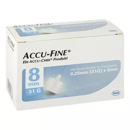 ACCU FINE steriilsed nõelad insuliinipliiatsitele 8 mm 31 G, 100 tk
