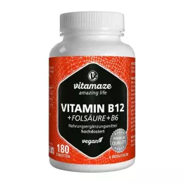 VITAMIN B12 1000 µg suures annuses +B9+B6 vegantabletid, 180 tk