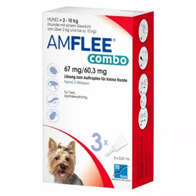 AMFLEE combo 67/60,3mg suukaudne lahus koertele 2-10kg, 3 tk