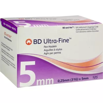 BD ULTRA-FINE pliiatsinõelad 5 mm 31 G 0,25 mm, 105 tk