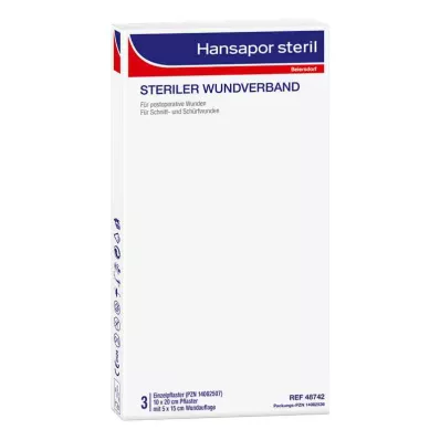 HANSAPOR steriilne haavaside 10x20 cm, 3 tk