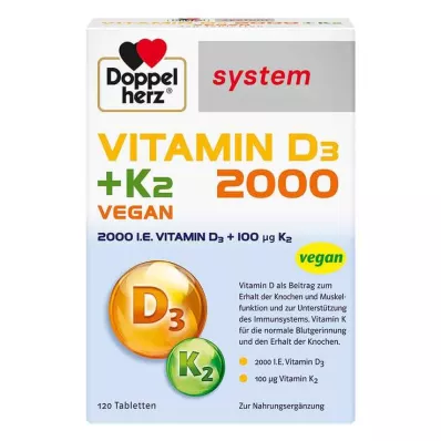Doppelherz Vitamin D3 2000 + K2 süsteemi tabletid, 120 tk