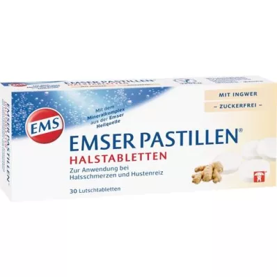 EMSER Pastillid kurgutabletid ingveri suhkruta, 30 tk