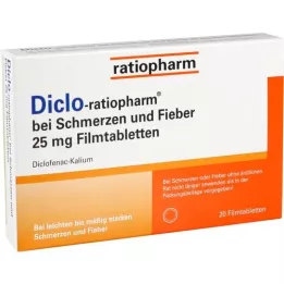 DICLO-RATIOPHARM valu ja palaviku puhul 25 mg FTA, 20 tk
