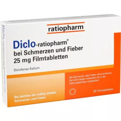 DICLO-RATIOPHARM valu ja palaviku puhul 25 mg FTA, 20 tk